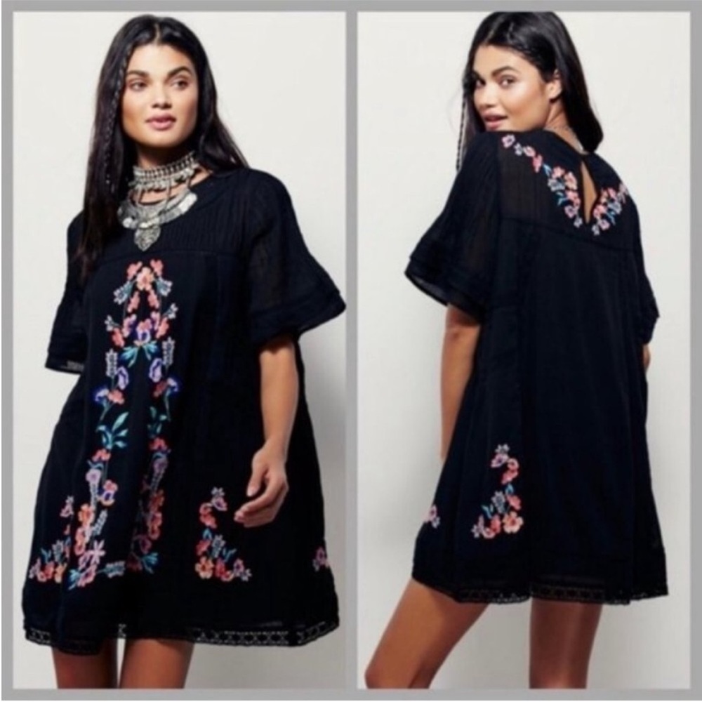 Free People Perfectly Victorian Black Floral Dress